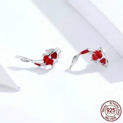 Røde fiskeøreringe - 925 sterling sølv