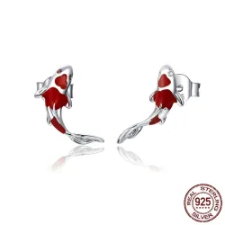 Orecchini pesce rosso - Argento 925