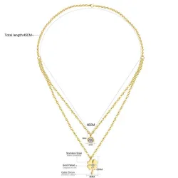 CollarCollar de cadena doble - colgante de flor / cristal