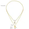 CollarCollar de cadena doble - colgante de flor / cristal
