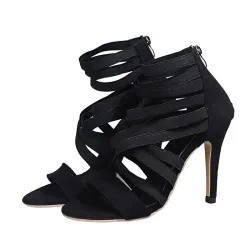 Escarpins à talons hauts à lanières croisées - longueur cheville - fermeture éclair au dos