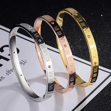 Elegant armbånd - hule heldige romertal - titanium stål - unisex