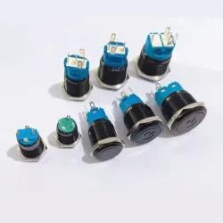 Black push button switch LED - waterproof - fixed self-locking - 12mm / 16mm / 19mm / 22mm - 5V / 12V / 220VSwitches