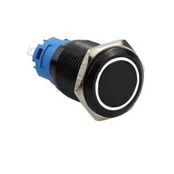 Schwarzer Druckschalter LED - wasserdicht - fest selbsthemmend - 12mm / 16mm / 19mm / 22mm - 5V / 12V / 220V