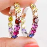 Elegant hoop earrings - with colorful crystals - 925 sterling silverEarrings