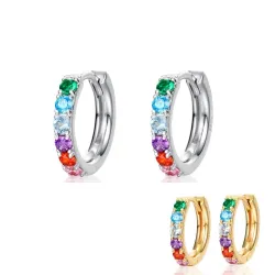 AretesElegantes aretes redondos - cristales de colores - plata de ley 925