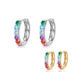 Eleganti orecchini tondi - cristalli colorati - Argento 925