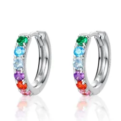 AretesElegantes aretes redondos - cristales de colores - plata de ley 925