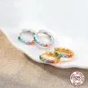Elegante runde øredobber - fargerike krystaller - 925 sterling sølv