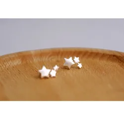 Triple étoile en argent - boucles d'oreilles