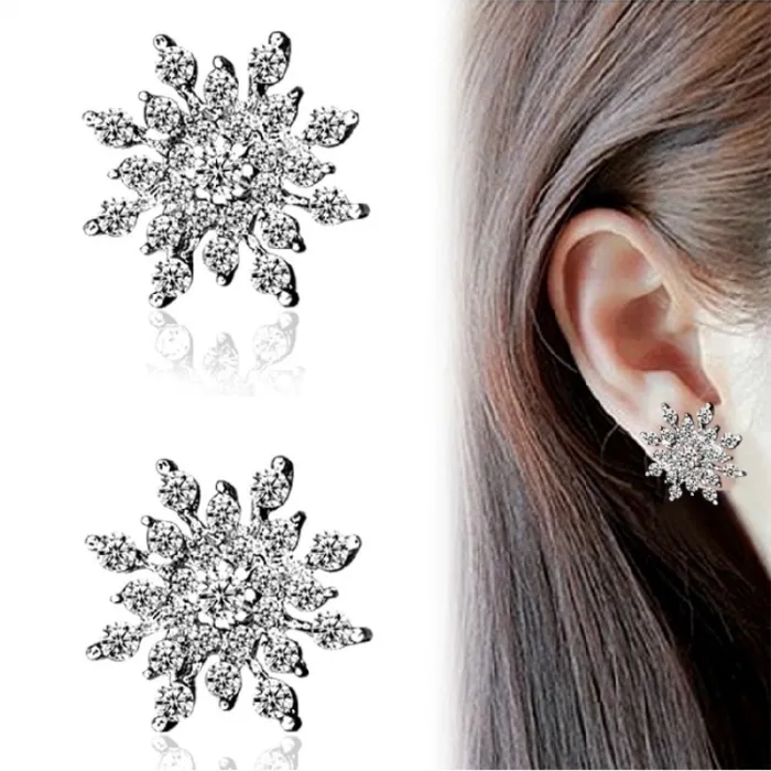 Boucles d'oreilles exclusives flocon de neige en cristal