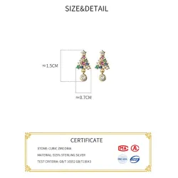 Colorful crystal Christmas tree - 925 sterling silver earringsEarrings