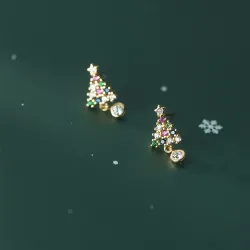 Färgglad julgran i kristall - 925 sterling silver örhängen