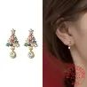 AretesÁrbol de Navidad de cristal de colores - Pendientes de plata de ley 925