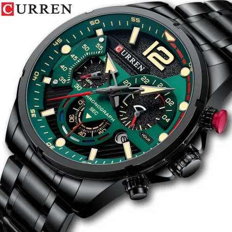 CURREN - sports Quartz-klokke - rustfritt stål - vanntett