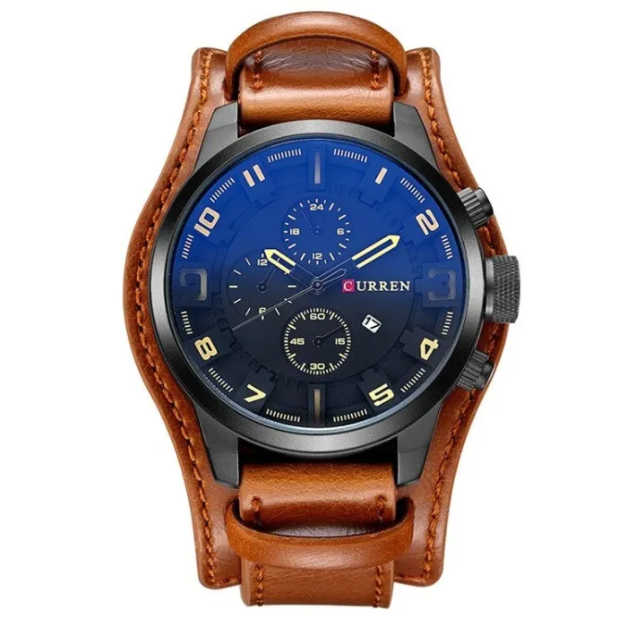 CURREN - relógio esportivo militar - Quartz - pulseira de couro - impermeável