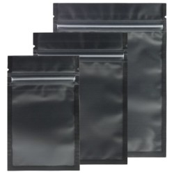 Sacos de plástico com fecho - preto fosco / transparente - 7,5 * 13 cm - 100 peças