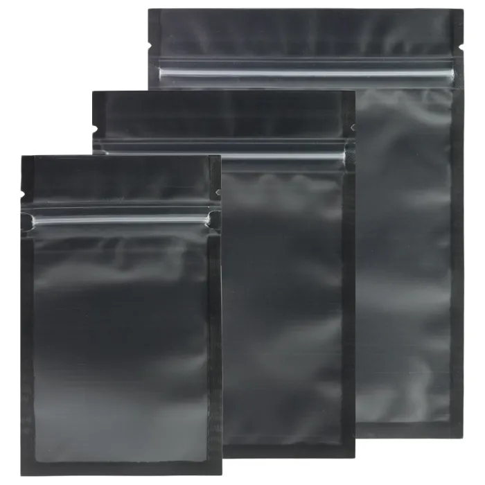 Återförslutningsbara plastpåsar - mattsvart / klar - 7,5 * 13 cm - 100 stycken