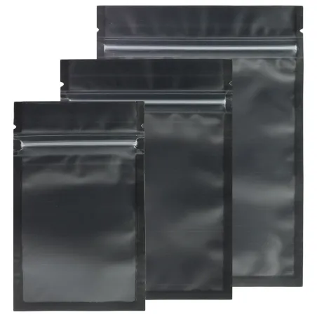 Återförslutningsbara plastpåsar - mattsvart / klar - 7,5 * 13 cm - 100 stycken