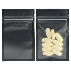 Gjenlukkbare plastposer - matt-svart / klar - 7,5 * 13 cm - 100 stykker
