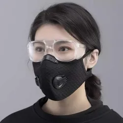 Beskyttende ansiktsmaske - vind-/støvtett - PM25 aktivt kullfilter - dobbel luftventil