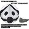Skyddande ansiktsmask - vind-/dammtät - PM25 aktivt kolfilter - dubbel luftventil