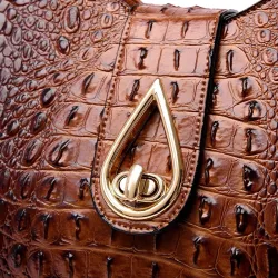 Elegant skuldertaske - krokodilleskindsmønster