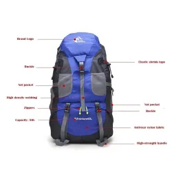 Camping / sports vanntett ryggsekk - stor kapasitet - 50L