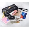 Small clutch bag - triple zipper - wrist strap - dots patternBags