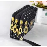 Small clutch bag - triple zipper - wrist strap - dots patternBags