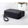 Small clutch bag - triple zipper - wrist strap - dots patternBags