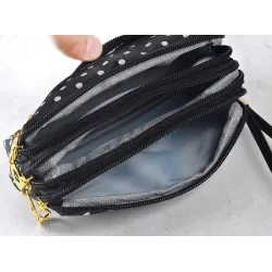 Small clutch bag - triple zipper - wrist strap - dots patternBags