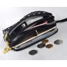 Small clutch bag - triple zipper - wrist strap - dots patternBags