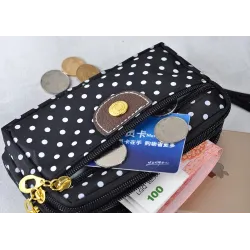 Small clutch bag - triple zipper - wrist strap - dots patternBags