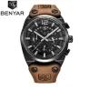 BENYAR - sports quartz ur - vandtæt - læderrem