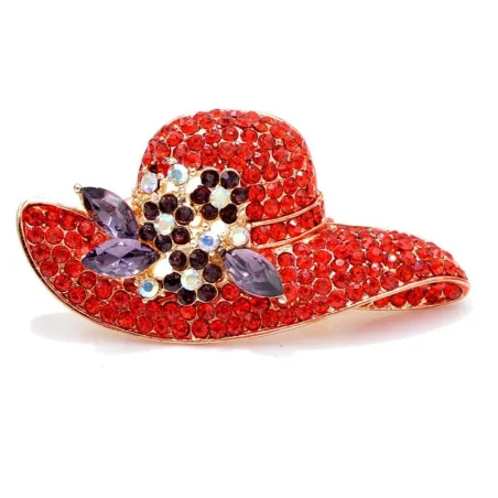 BrochesBroche sombrero cristal rojo
