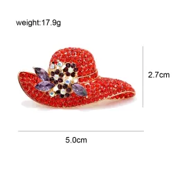 BrochesBroche sombrero cristal rojo