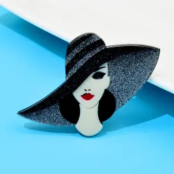 BrochesDama con sombrero negro - broche