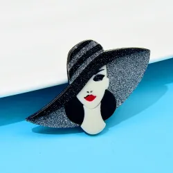 BrochesDama con sombrero negro - broche