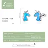 Boucles d'oreilles licorne - opale bleue - argent 925
