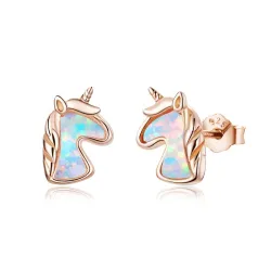 Enhörningsörhängen - blå opal - 925 sterling silver