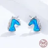 Boucles d'oreilles licorne - opale bleue - argent 925