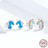 Boucles d'oreilles licorne - opale bleue - argent 925