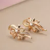 Boucles d'oreilles élégantes en or rose - fleur de cristal