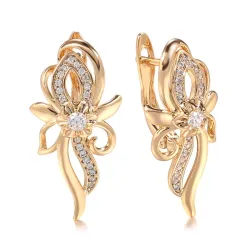Boucles d'oreilles élégantes en or rose - fleur de cristal