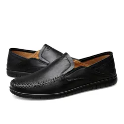 Klassiska loafers för män - slip on - äkta läder