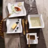 Elegant servis - middagsset i vitt porslin - koppar - fat - tallrikar