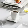 Elegant servis - middagsset i vitt porslin - koppar - fat - tallrikar