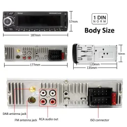 Din 1Autoradio 1 Din - DAB plus - remoto - Bluetooth - manos libres - ISO - TF - USB - Aux