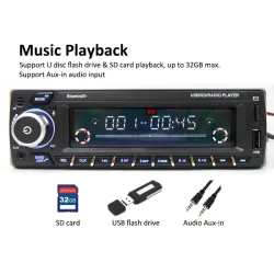 Autoradio 1 Din - DAB plus - télécommande - Bluetooth - mains libres - ISO - TF - USB - Aux